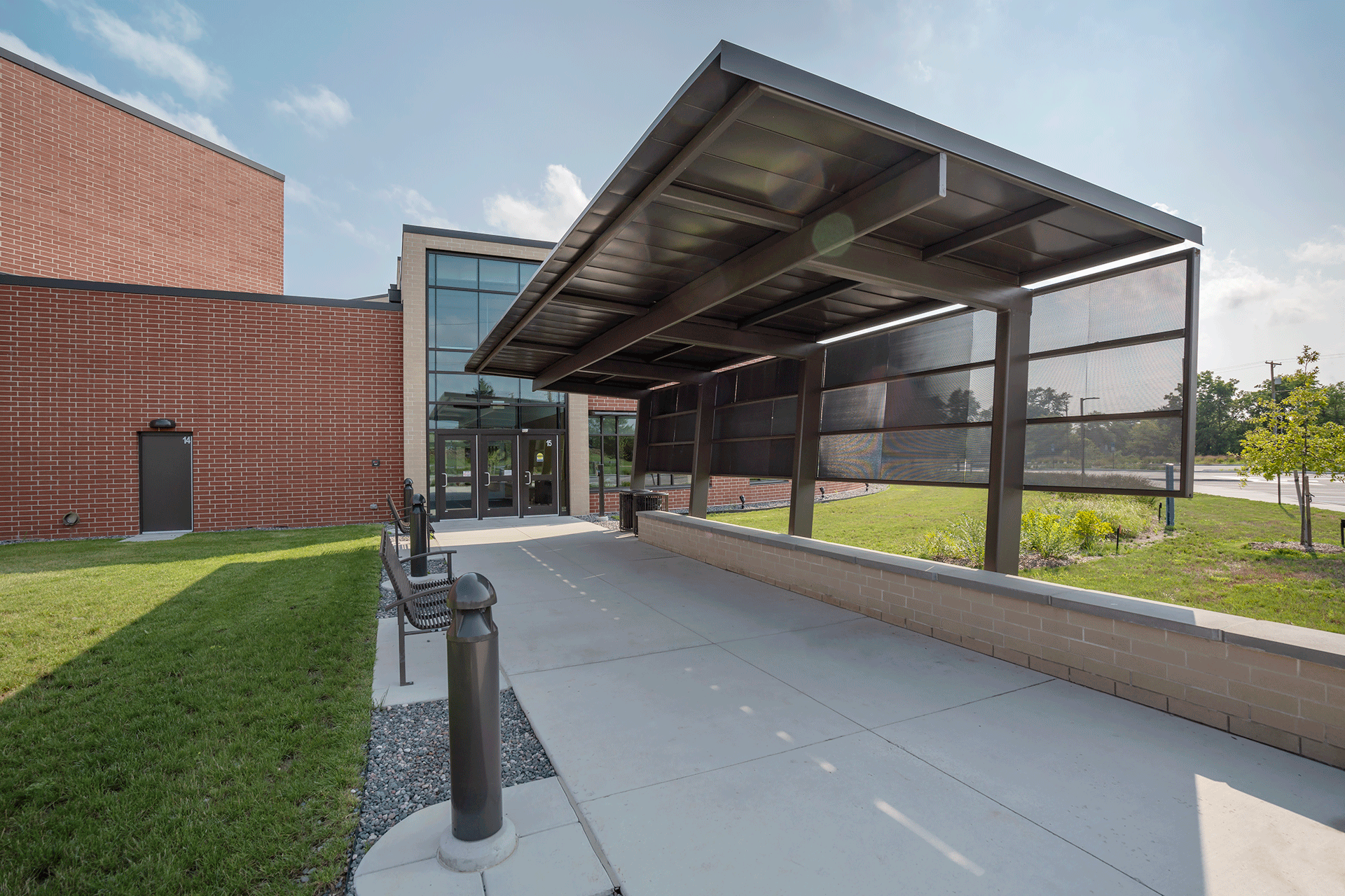 entry walkway of an intermediate school construction project