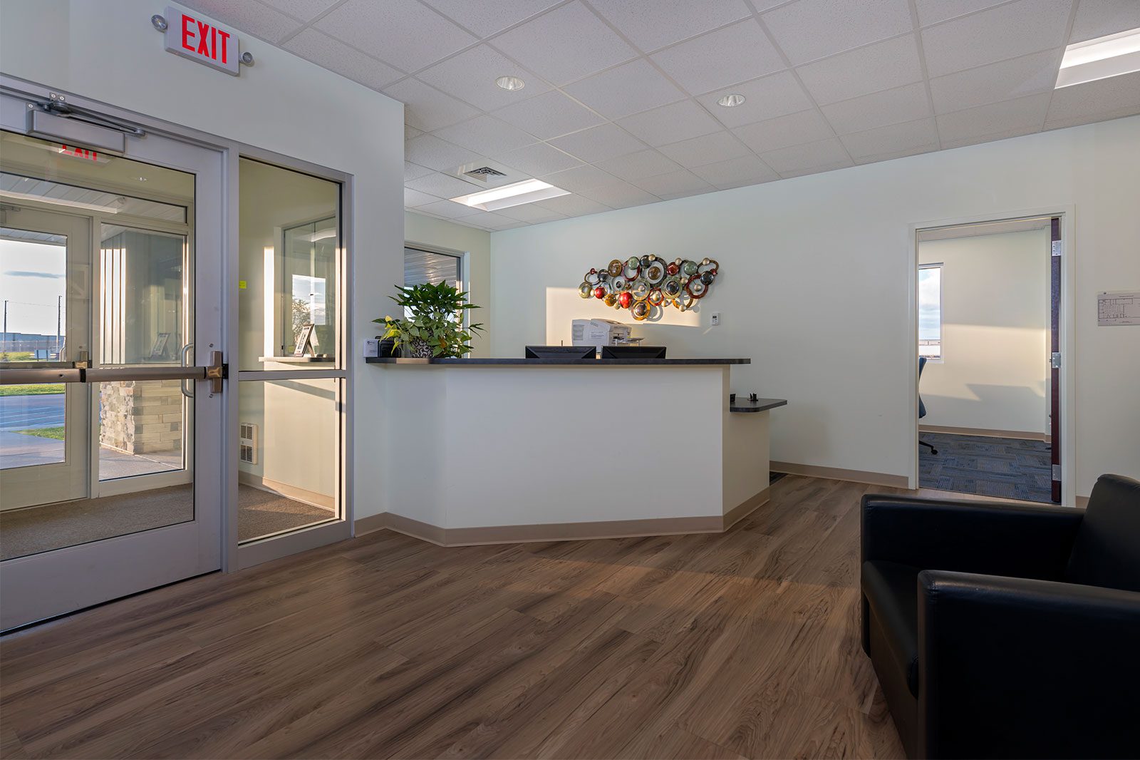 Customer reception area from a mixed use commercial construction project