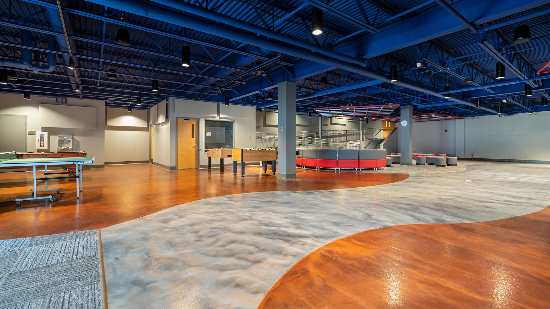 photo of a recreational basement area of a church from a for a construction manager as owner's advisor project