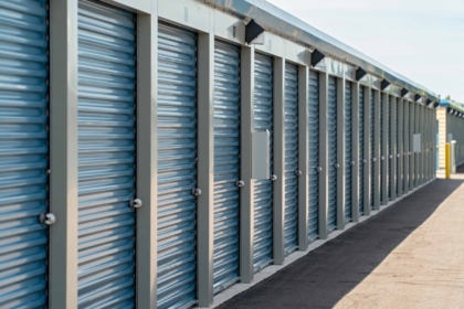 Garage doors of self storage facility commercial construction project