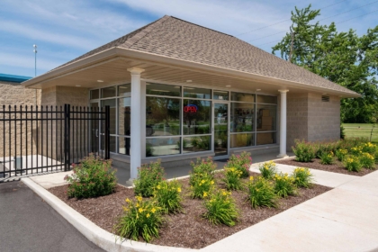 Front elevation of self storage facility construction project