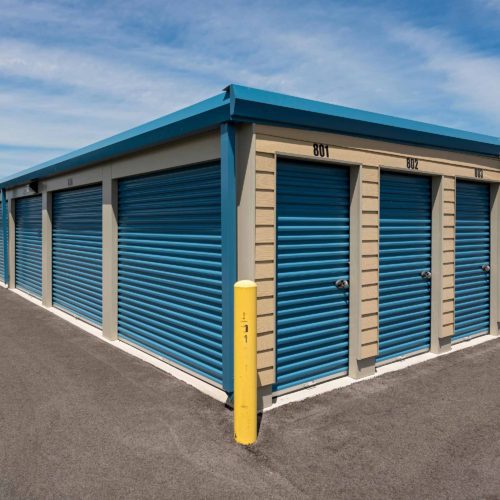 closeup view of self storage facility commercial construction project