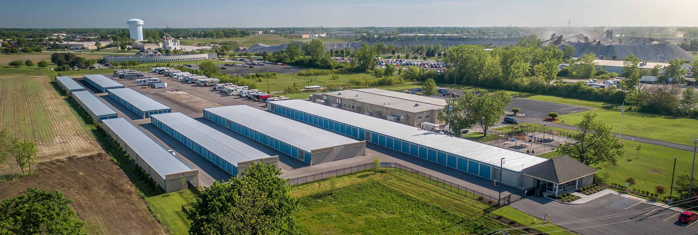 Commercial-Construction-Services---Storage-Facilities---A-Plus-Self-Storage-52 Aerial view of self storage facility construction project