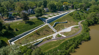 A panoramic view of Riverside Park, completed by Miller Diversified Construction for the City of Perrysburg