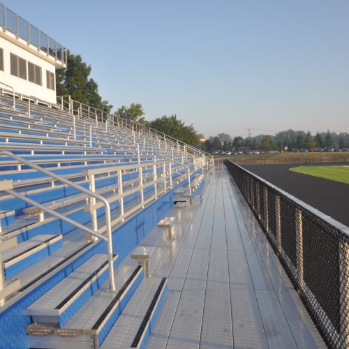 A view of a completed high school bleacher project completed by the commercial construction team at Miller Diversified