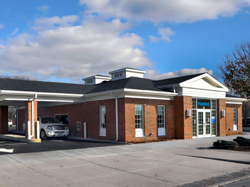 A drive-thru ATM area from our Waterford Bank commercial construction project