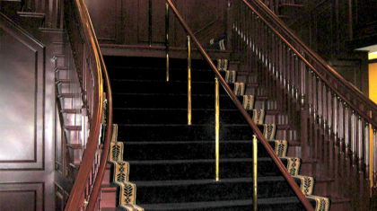 The stairwell of the office area from our Waterford Bank commercial construction project