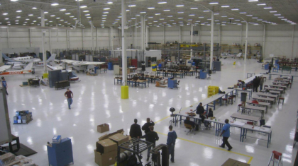 A warehouse interior photo of Miat College of Technology, built with support from Miller Diversified